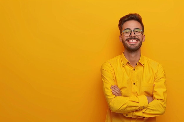 A successful man on a orange background