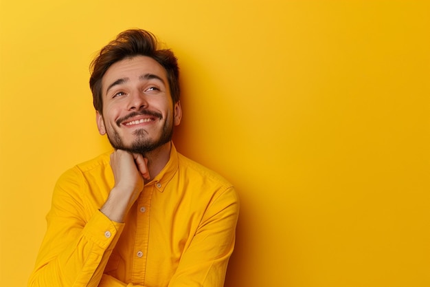 A successful man on a yellow background