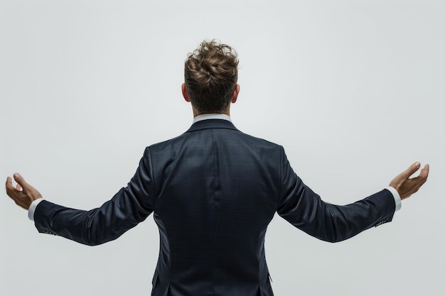 Photo successful middle aged businessman in suit contemplating future success