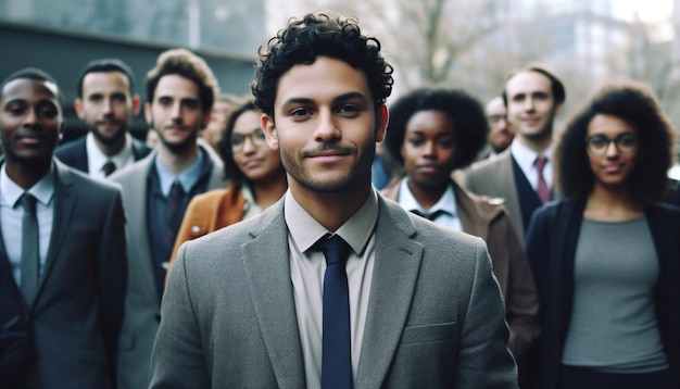 Successful multi ethnic team of professionals smiling generated by AI