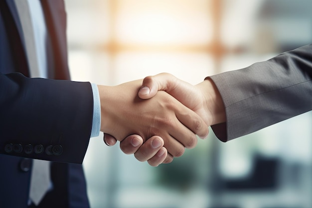 Successful Negotiation at Business Meeting Businessman Shaking Hands in Office after Closing