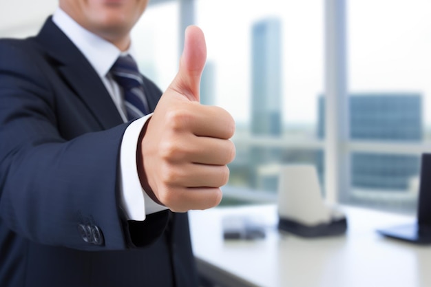 Successful Office Communication Businessman's Thumbs Up Close Up