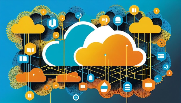 A succession of abstract images symbols and colors indicate a network of digital gadgets