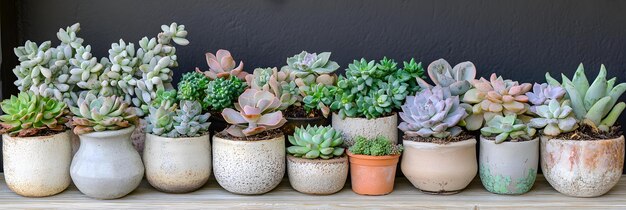 Photo succulent arrangements in decorative pots