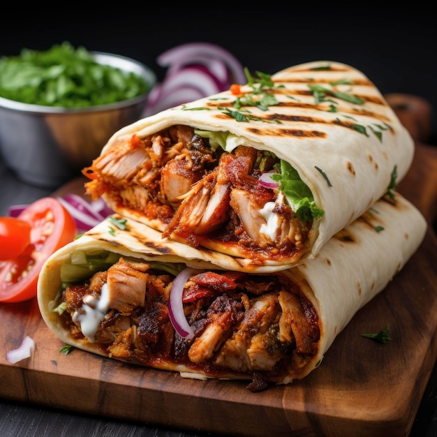 A succulent delight seasoned and roasted to perfection wrapped in pita delivering Middle Eastern