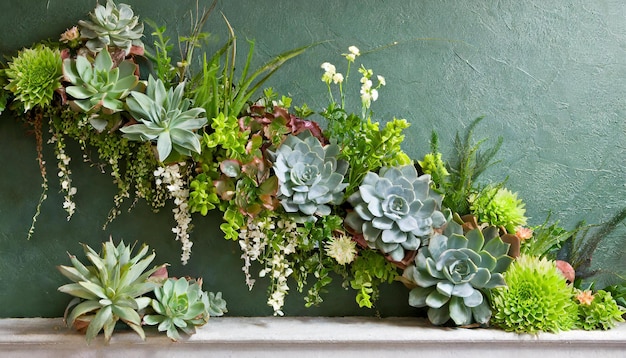 Succulent flowers Green plants Wall decoration