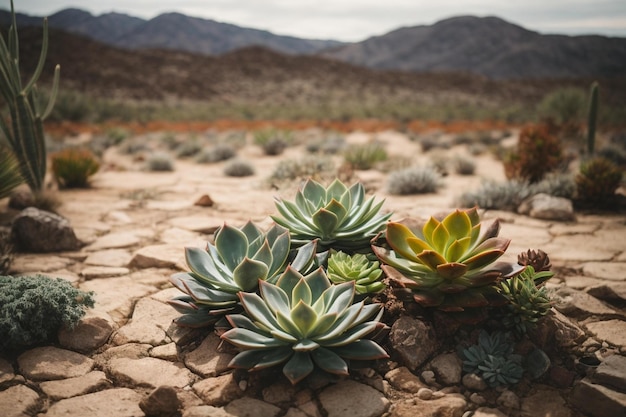 A succulent garden with droughtresistant plants