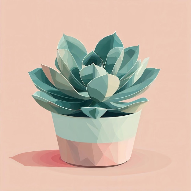 Photo succulent plant in a pastel pink pot on a light background ideal for modern and minimal designs