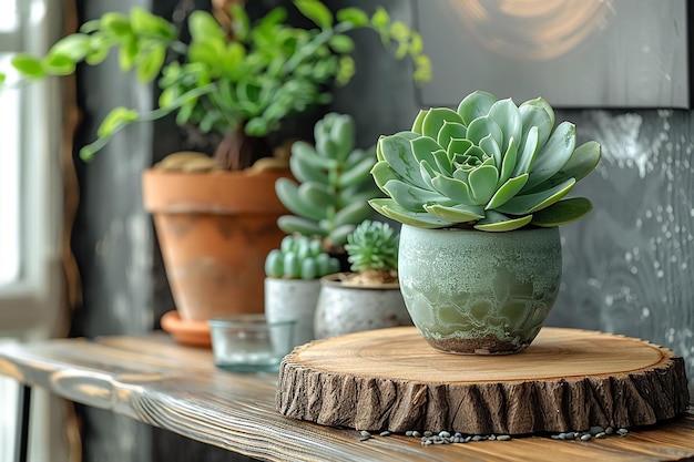 Photo succulents in the interior with design inspired by nature plants in the house