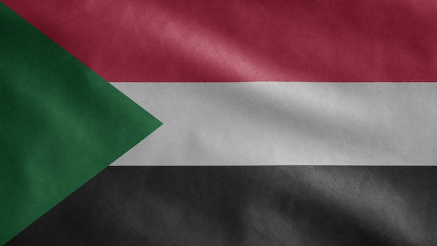 Sudanese flag waving in the wind