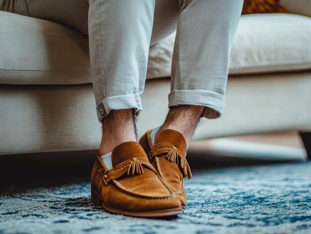 Photo suede loafers with tassels perfectly paired with rolledup chinos