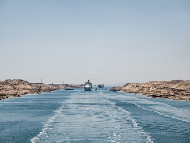 Suez Canal. View from a cruise liner