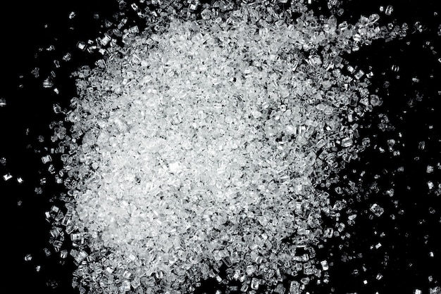 Sugar crystals on a black background