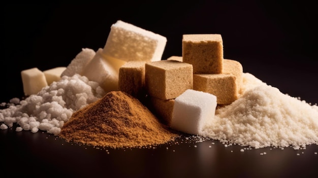 Sugar cubes and sugar cubes on a table