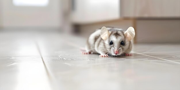 Sugar Glider on the floor in a modern kitchen Concept Exotic Pet Photography Home Environment Sugar Glider Modern Decor Animal Portrait