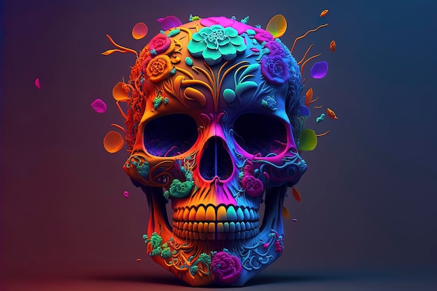 Sugar Skull Calavera to celebrate Mexico's Day of the Dead Dia de Los Muertos AIGenerated