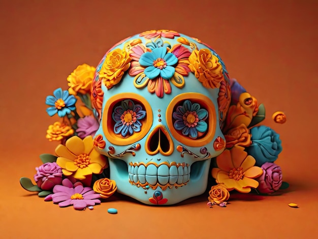 Sugar Skull calendula Dead holiday Mexico bones