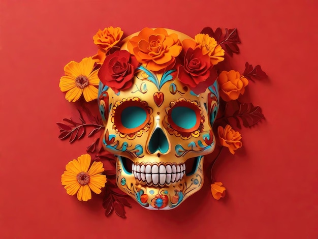 Sugar Skull calendula Dead holiday Mexico bones