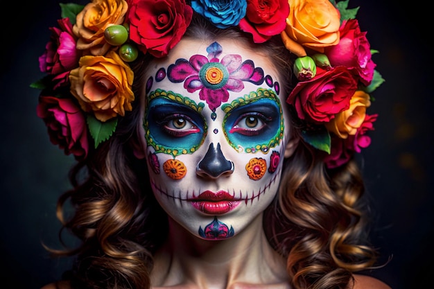 Photo sugar skull creative make up for halloween