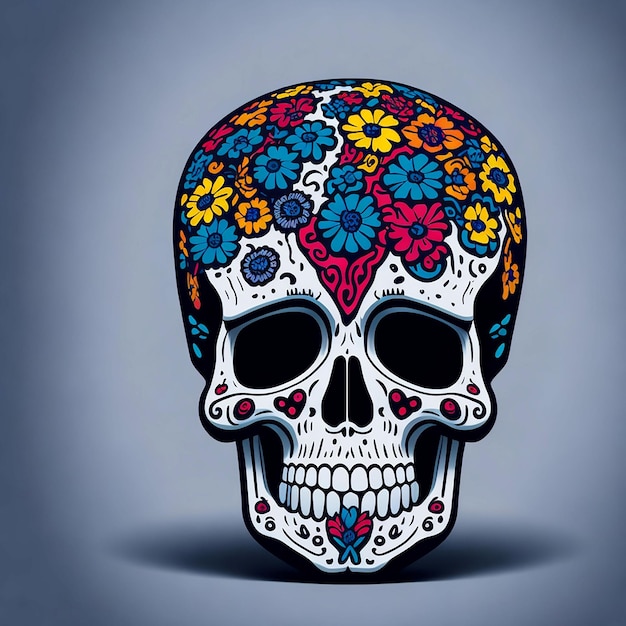 Sugar skull decorated with flowers