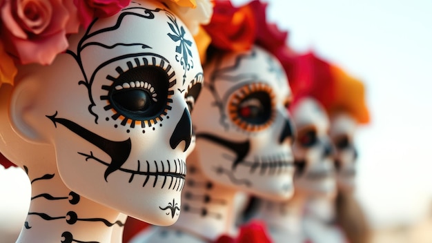 Photo sugar skull dolls with flowers