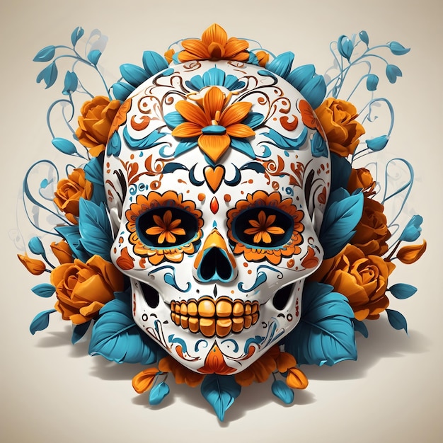 Sugar skull isolated for the day of the dead