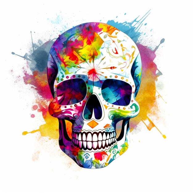 Sugar Skull Sketch Colorful