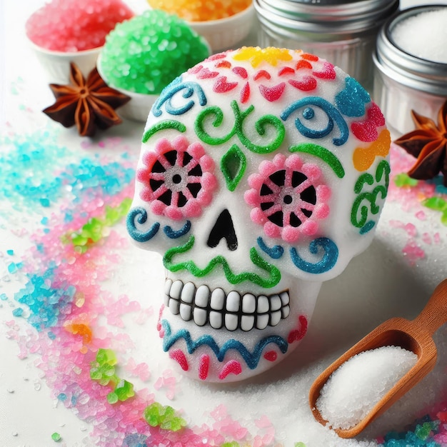 Photo sugar skull with detailed floral patterns day of the dead celebration sugar skull icon calaveras