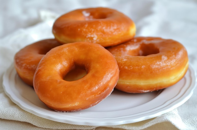 Sugarcoated doughnuts on plate