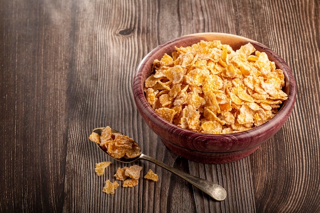 Sugared corn flakes in the bowl