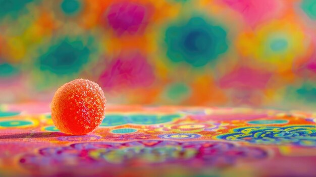 Photo sugary gummy candy on vibrant colorful background