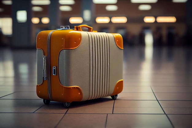 Suitcase in the airport terminal Travel and tourism conceptgenerative ai