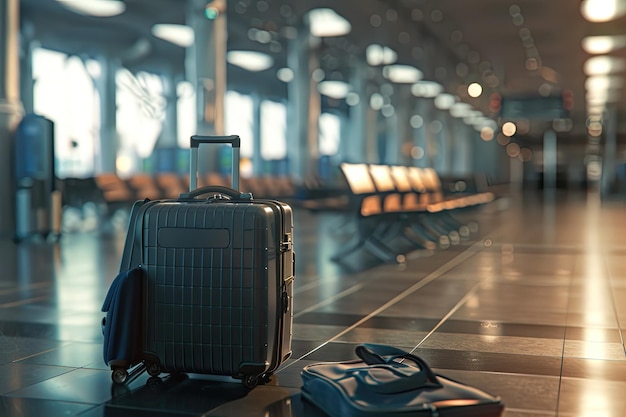 a suitcase in an airport terminal