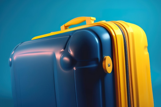 Suitcase in a blue background Travel concept