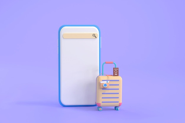 Suitcase camera with smartphone travel concept