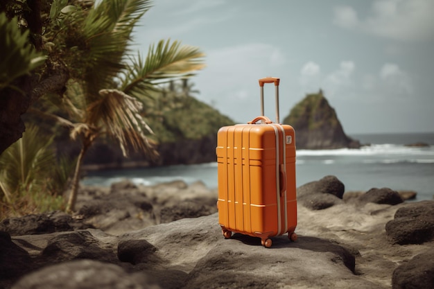 Suitcase luggage baggage for summer travel and vacation photography