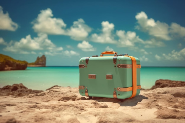 Suitcase luggage baggage for summer travel and vacation photography