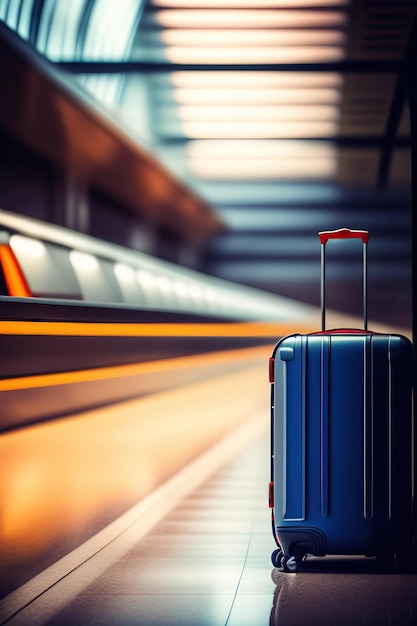 Suitcase or luggage on conveyor belt in international airport Postprocessed