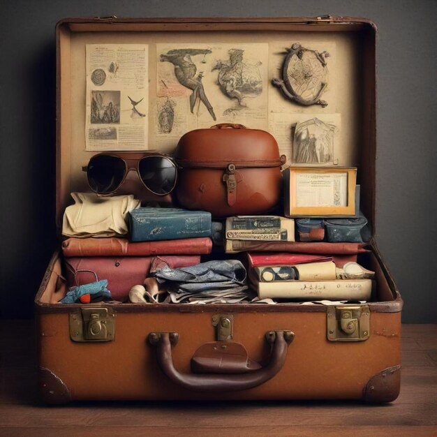 Photo a suitcase with a book that says  the word  on it