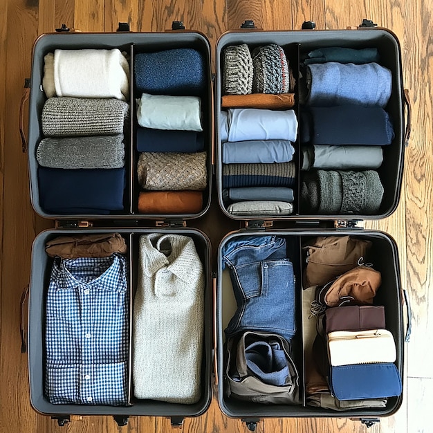 a suitcase with a box of shirts that says  one of them