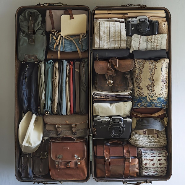 a suitcase with a bunch of different items in it