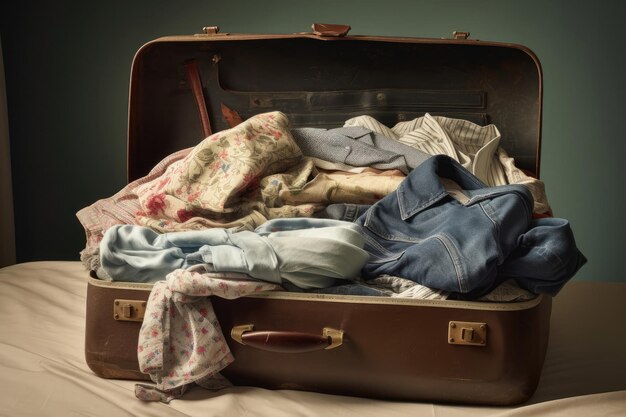 Suitcase With Clothes Spilling Out Of It Generative AI