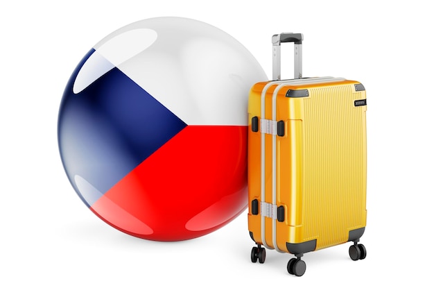 Suitcase with Czech Republic flag Czech Republic travel concept 3D rendering