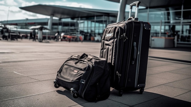 Suitcase with luggage at airport The Challenges of Airport Luggage and the Suitcase Hassle Generative AI