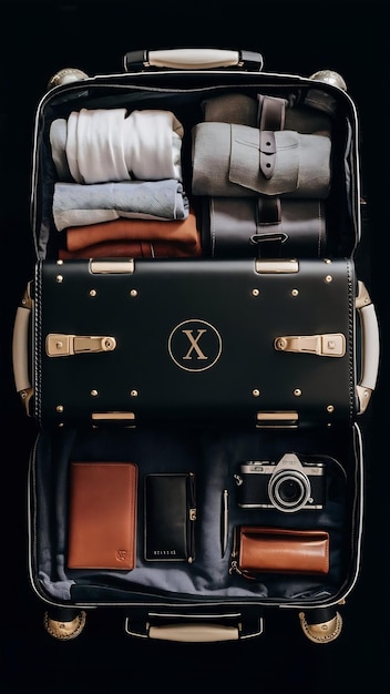 Suitcase with traveler accessories