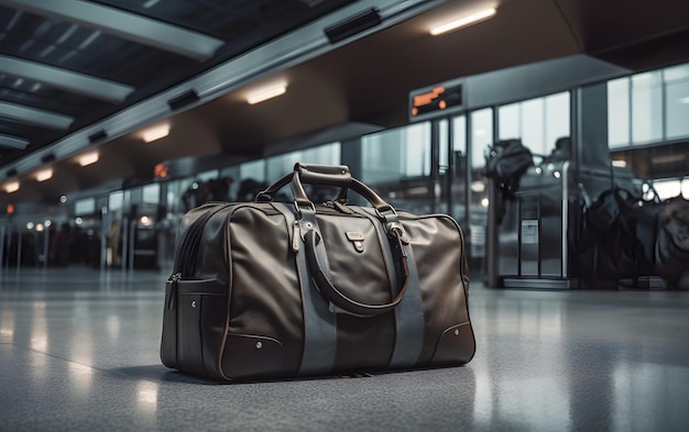 Suitcases in airport Travel concept 3d rendering