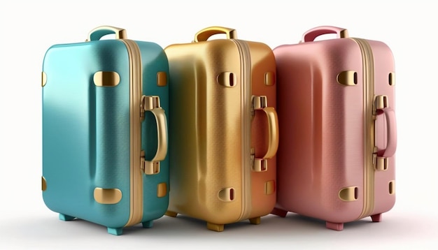 Suitcases of different colors Generative Ai