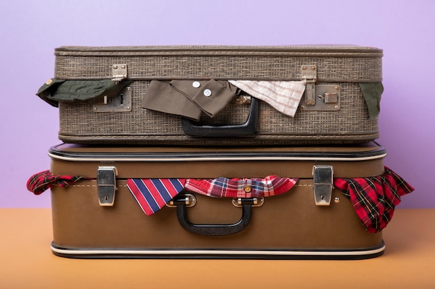 Suitcases for travel filled with clothes