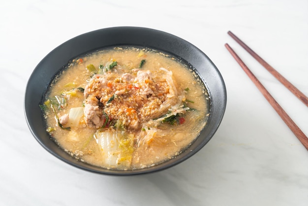 Sukiyaki Soup with Pork in Thai Style