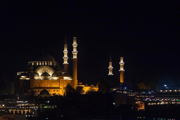 Suleymaniye Mosque in Istanbul at night